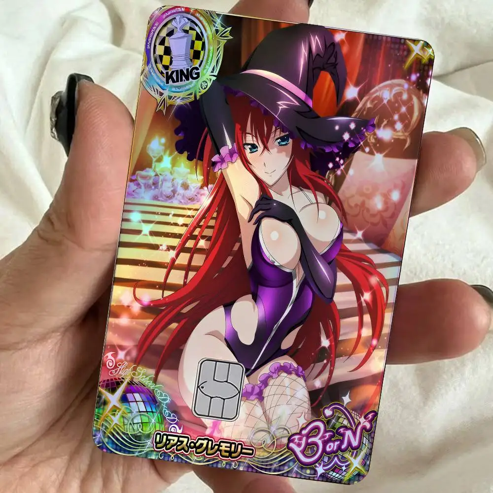 High School DxD 4Pcs Holographic Laser Card Stickers - Rainbow Shimmer Waterproof Skin For Credit & Bank Cards