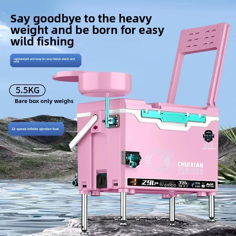 `2025 New Seated Multifunctional Fishing Box, Ultra‑Light with Ultra‑Hard Corner Fittings, 29L Kit for Angling Tackle Storage`