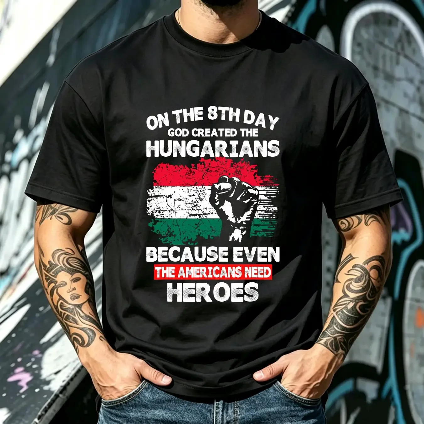 washed T Shirt On The 8th Day God Created Hungarian long or short sleeves vintage Washed Casual Comfortable Versatile Stretched