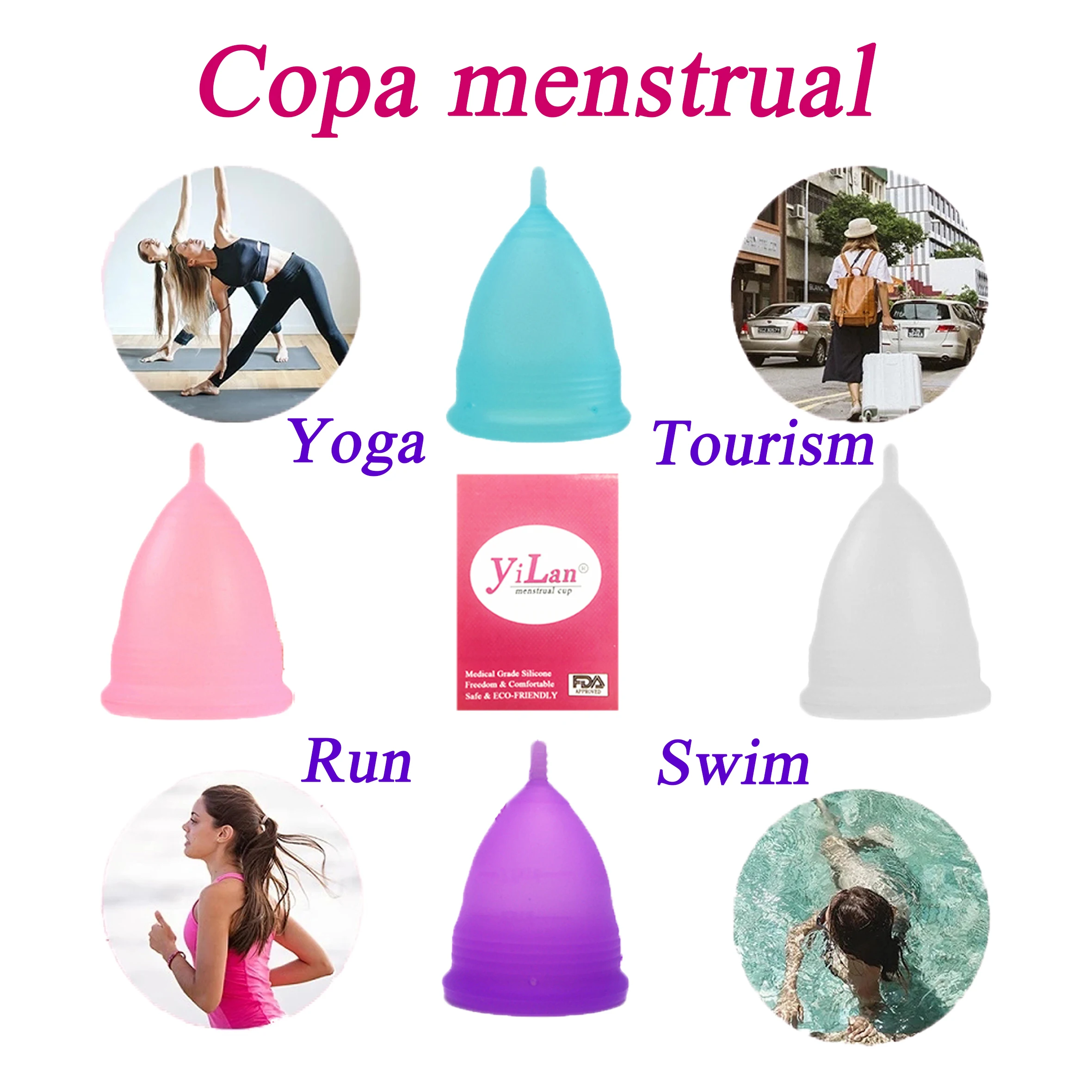 Medical Silicone Menstrual Cup Female Environmental Protection and Hygiene Reusable Menstrual Collector Facial Brush Copa Negro