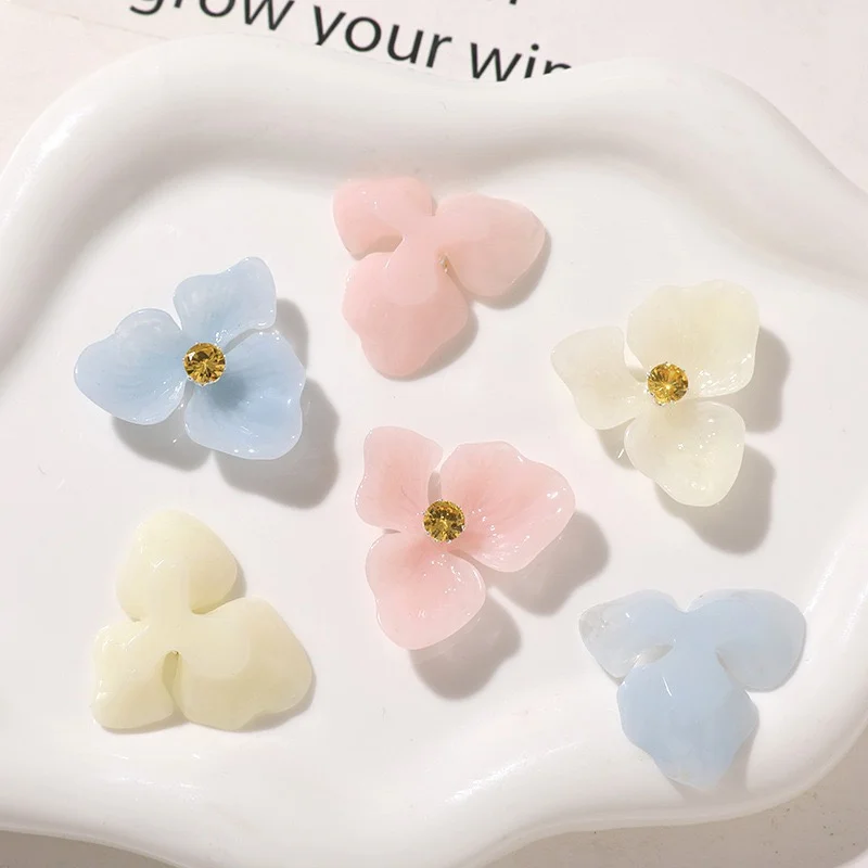 New arrived 40pcs/lot color print cartoon flowers shape resin cabochon floral diy jewelry garment hair accessory