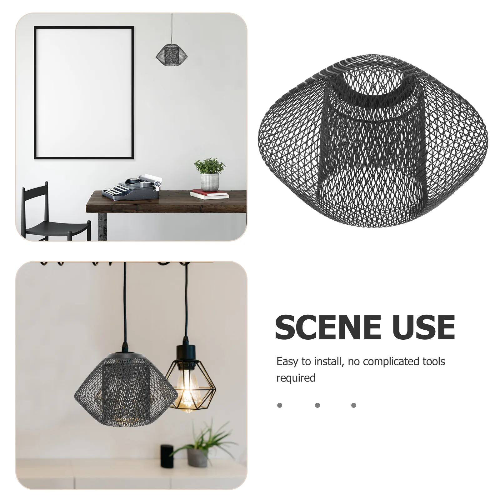 Iron Mesh Lampshade Geometric Double Layer Pendant Light Cover Retro Industrial Hanging Lamp Shade for Home Bar Restaurant