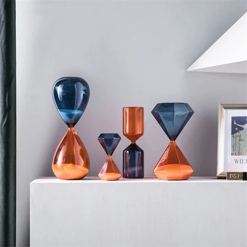 5/15/30/60 Minutes Two Color Blue Glass Hourglass Sand Timer Home Coffee Shop Decoration Adornment Student Birthday Gift