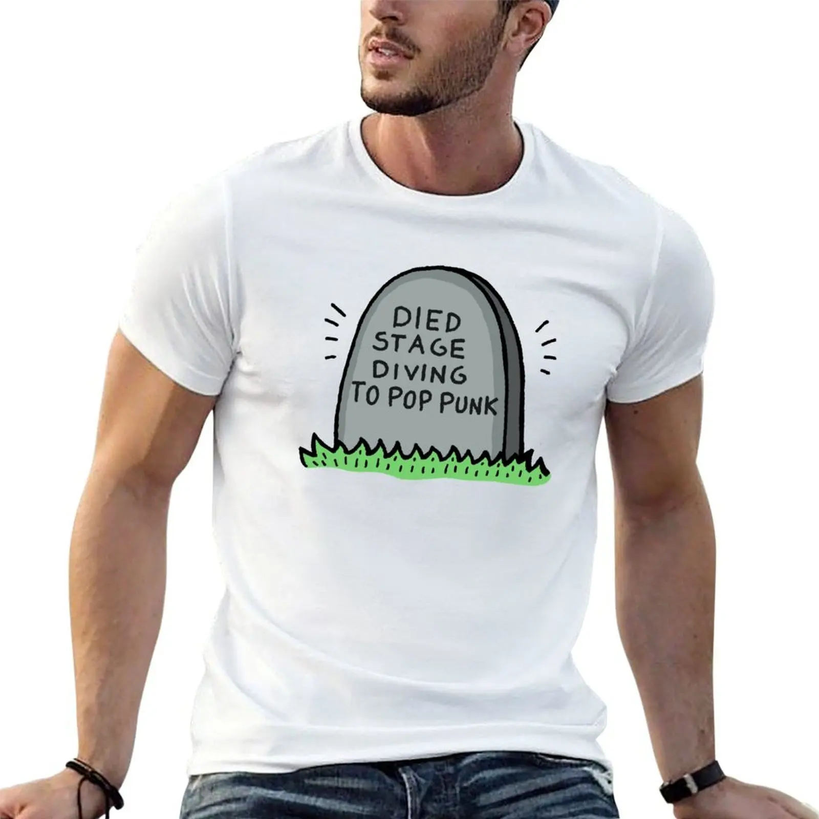 

Died Stage Diving To Pop Punk T-Shirt black cotton t-shirt plain for man package t shirt personalised T-Shirt