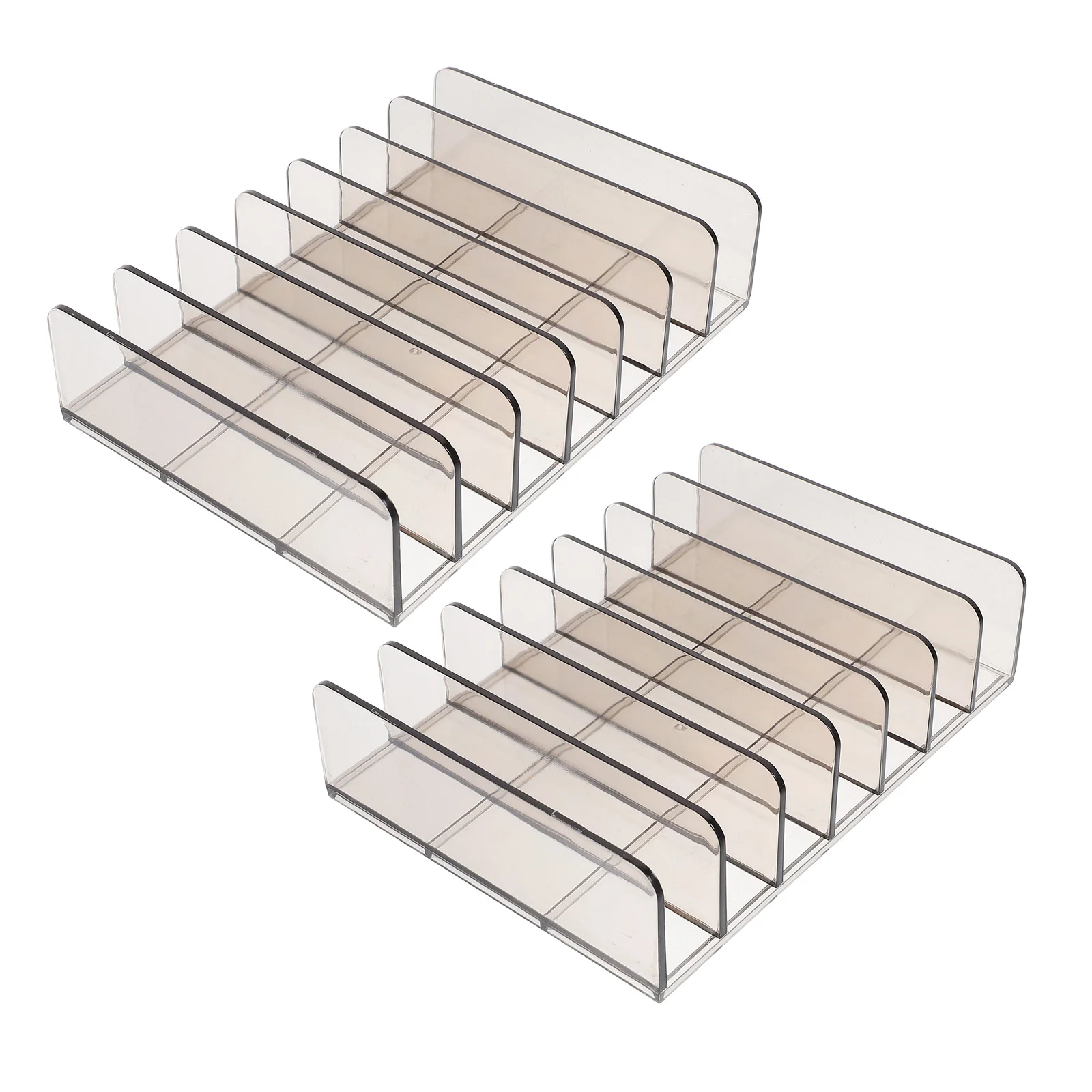 2 قطعة صينية درج النقود رمادي أكريليك منظم متعدد الأقسام لتسجيل النقود عملة سطح المكتب حتى تخزين المال المحمول