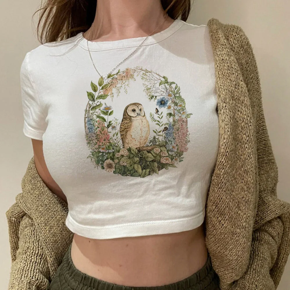 Goblincore streetwear  cyber y2k trashy crop top Woman 90s vintage Harajuku tee
