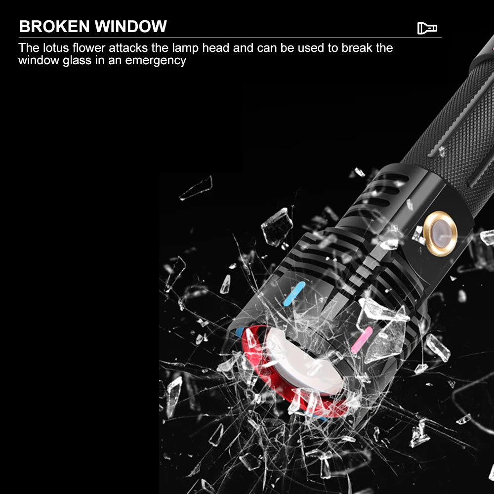 Asafee LED Flashlight 1500m Ultra Long Range 30W White Laser Focus Hand Torch Color Luminou Outdoor SOS Light