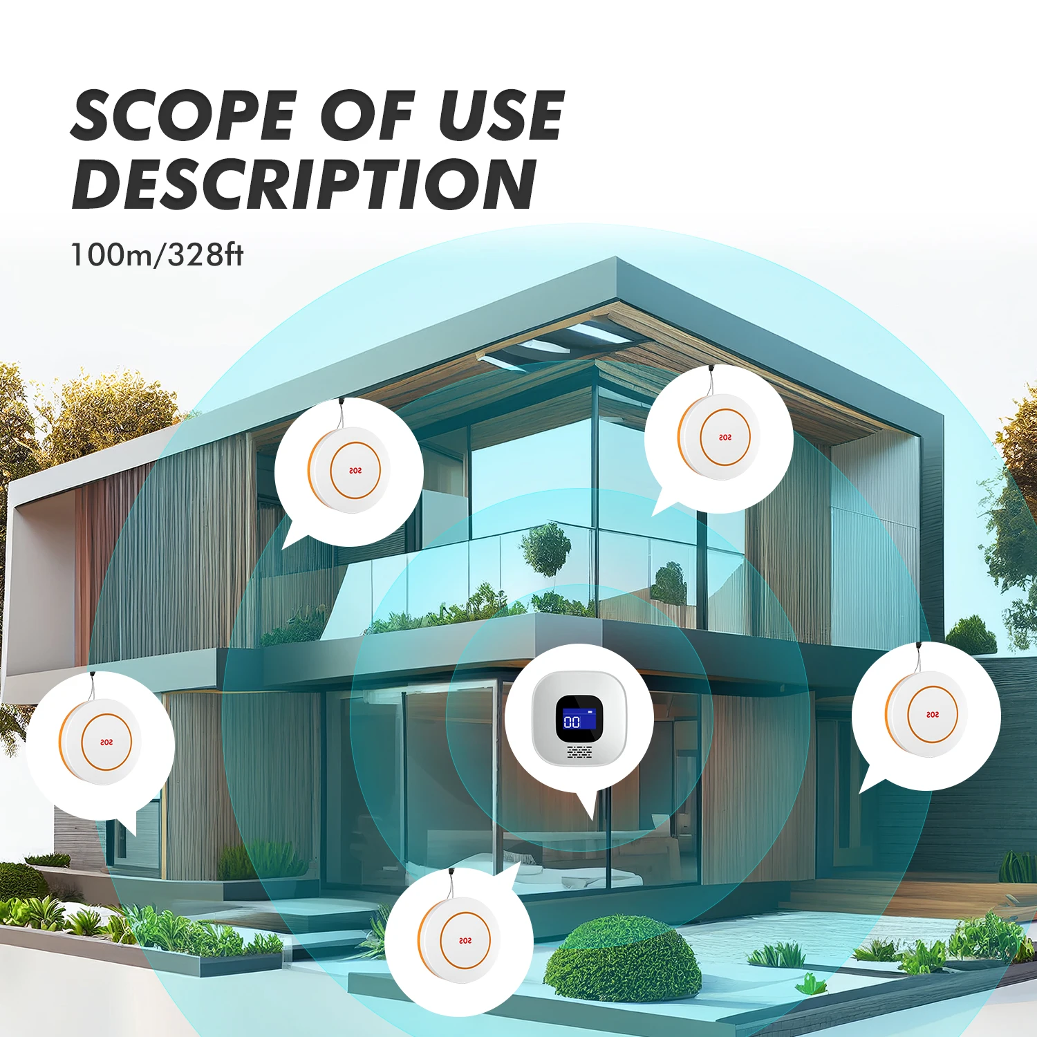 Draagbare Smart Tuya Alarm Oproep Bel Verzorger Pager Draadloze WIFI Verpleegkundige Belknoppen voor Ouderen Monitoring SOS Alert Systeem