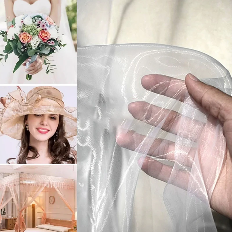 

Encrypt Transparent Sparkling Phantom Organza Fabric For Wedding Decoration, Headbands, Stage Dresses, Handmade DIY Fabric