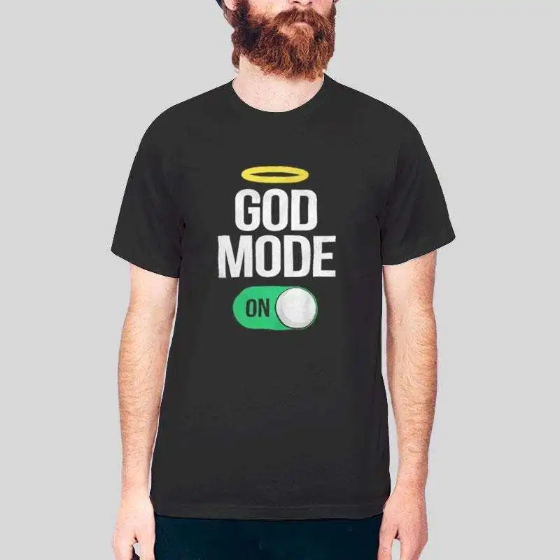 Vintage Funny Christian God Mode On Religious T Shirt Size S 5XL