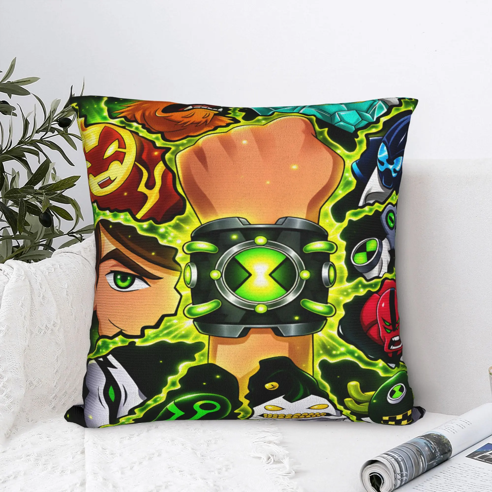 Ben 10 Cartoon Pillow Case  Comfy Pillow Cover For Living Room Sofa Morden Cushion Cover
