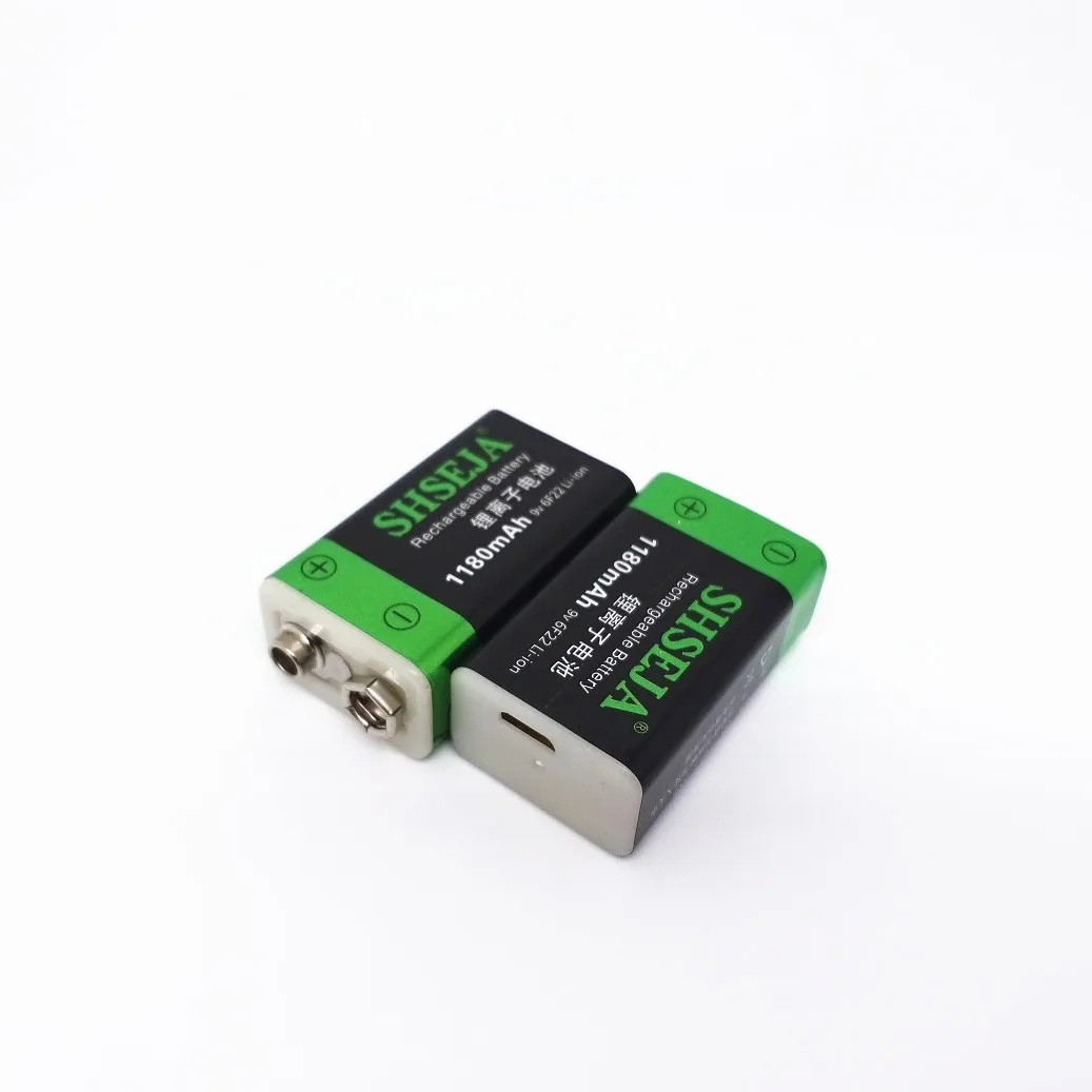 9V 1180mAh+USB Fast Charging Line LI-ION Rechargeable Battery for Multimeter Microphon 9V  Battery type-c data line interface