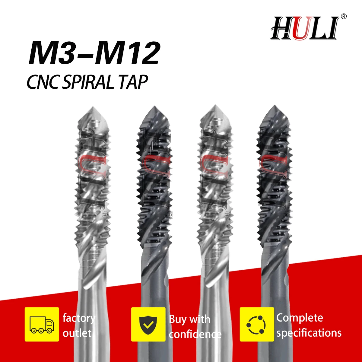 

Tap CNC Lathe Screw Tip M3/M4/M5/M6/M8/M10/M12 Tip Straight Groove Drill Bit Vacuum Quenching Coating Process Seismic Anti Shake