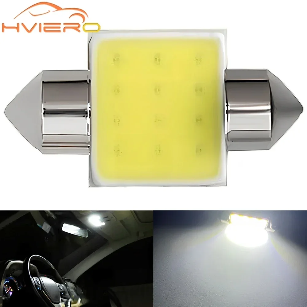 1PCS Auto C10W C5W LED COB Festoon 31mm 36mm 39mm 41mm 12V White Bulbs Cars Licenses Plate Interior Reading Lighting 6500K 12SMD