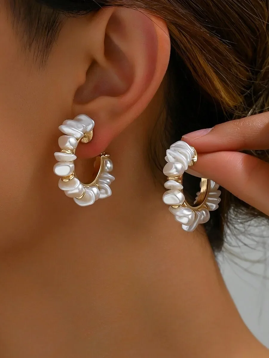 

2pcs Bohemian Ins DIY Handmade Woven Baroque Sequins Clip Earrings