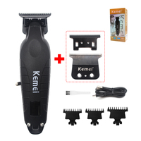 Kemei KM-2293 Zero Gapped Professional Hair Trimmer Machine Full Metal DLC T-Blade Finishing Machine USB LED Man's Hair Clipper