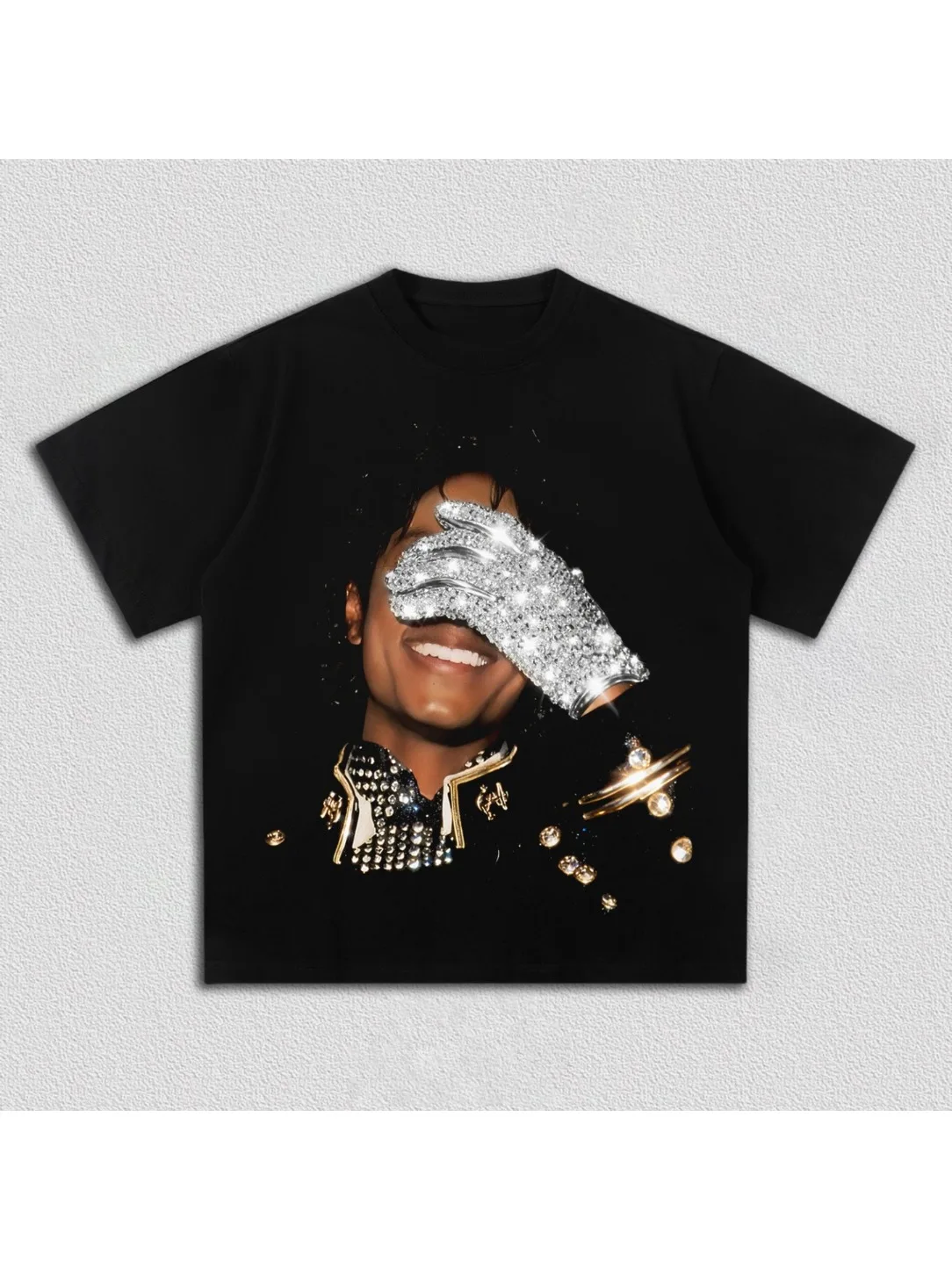 Zomer heren MJ Michael Jackson Gedrukt 100% KatoenNeutraal O-hals Korte Mouw heren- en damesmode Hip Hop T-shirt Fan Gift - afbeelding 2