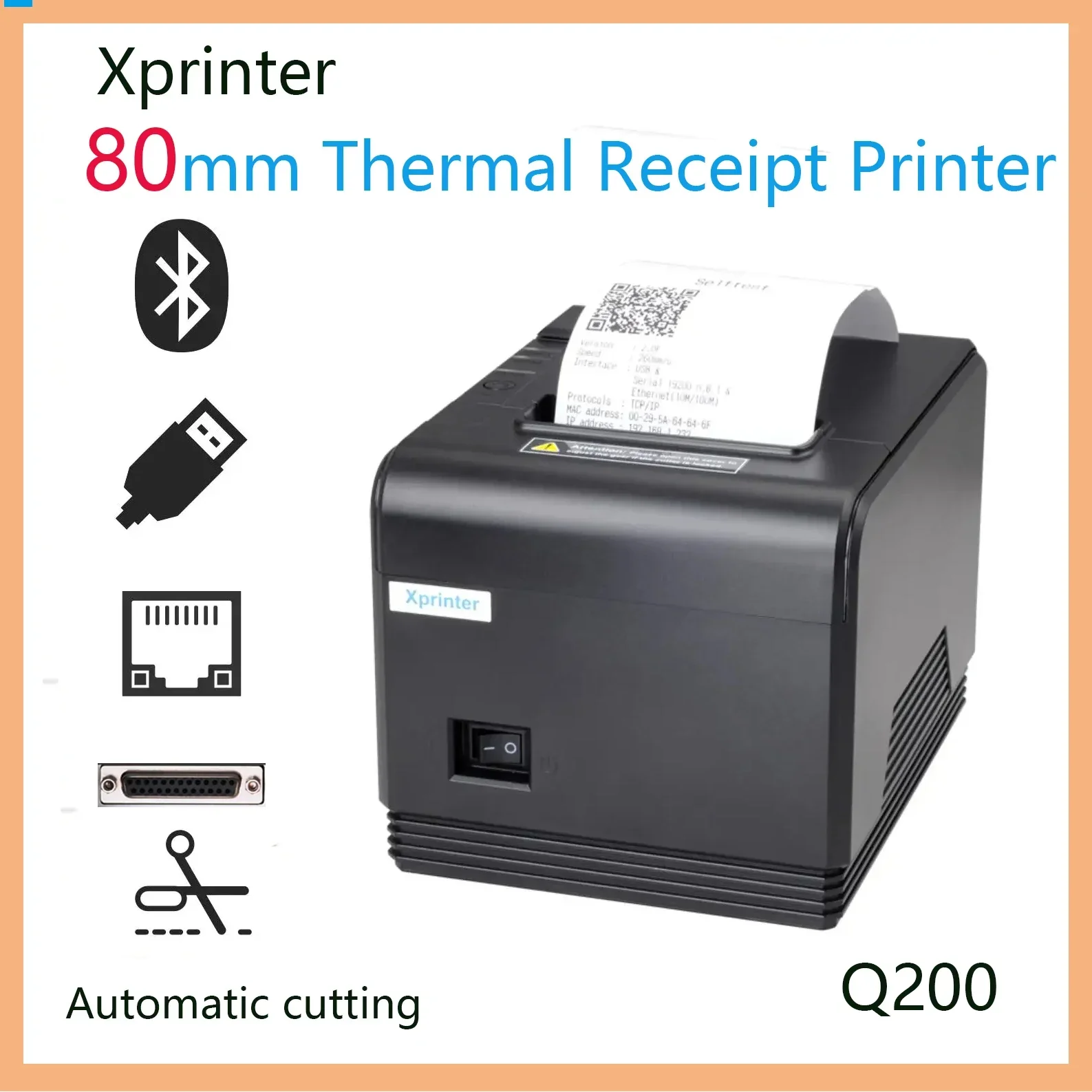 Xprinter 80mm Automatic Cutter Thermal Receipt Printer for Supermarket Restaurant Cafe Pos Printer with USB LAN Serial Bluetooth