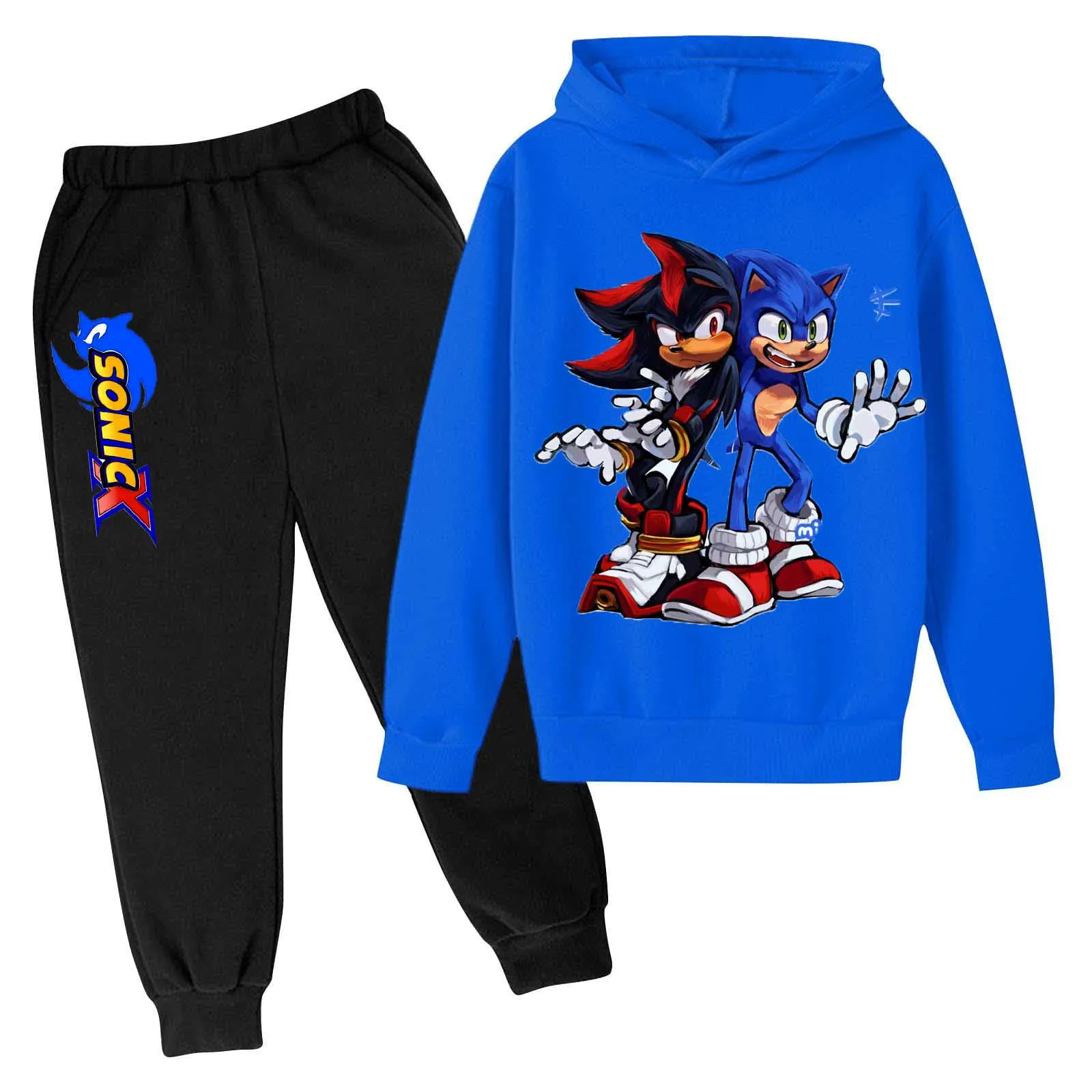 

Kawaii Hot Movie Sonic Hoodie Set for Girls Anime Hoodies Pants 2pcs Kids Cartoon Teen Tracksuits Toddler Clothes Sport Suit