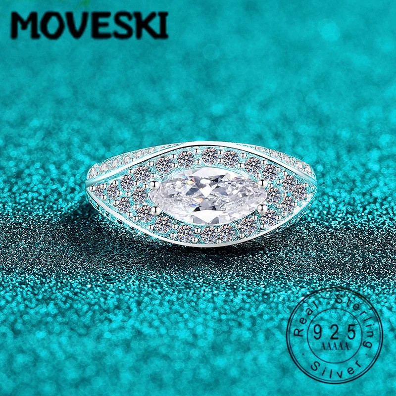 

Luxury 1CT Marquise Moissanite Ring in 925 Sterling Silver | Double Halo Vintage Eye-Shaped Band | Perfect Gift for Her