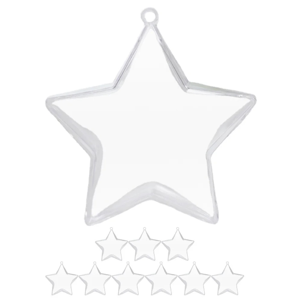 

10Pcs Clear Plastic Ornaments Transparent Ball Christmas Decor Star Hanging Balls for Xmas Tree Wall Door Festival Decorative