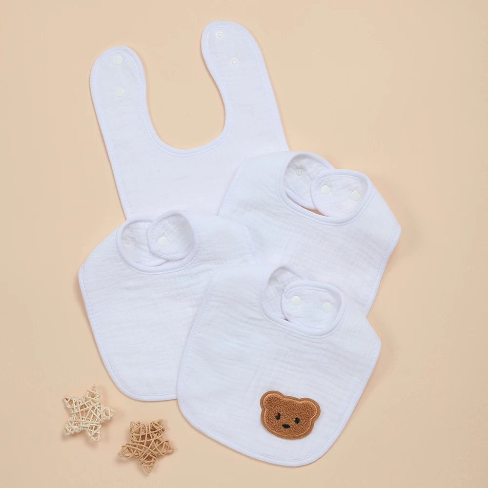 

Набор из 4 мягких хлопковых слюнявчиков для малышей, базовые супервпитывающие слюнявчики унисекс для новорожденных, для кормления и прорезывания зубов