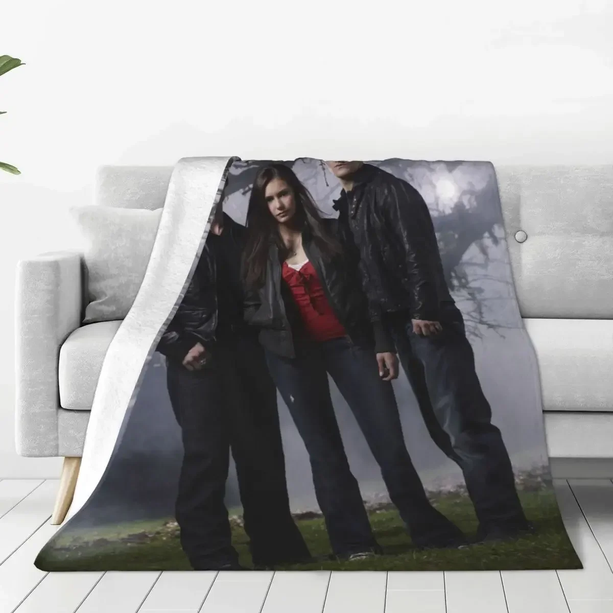 Ian Somerhalder Damon Elena Gilbert Stefan Salvator The Vampire Diaries Knitted Blankets Flannel Throw Blankets Warm Bedspread