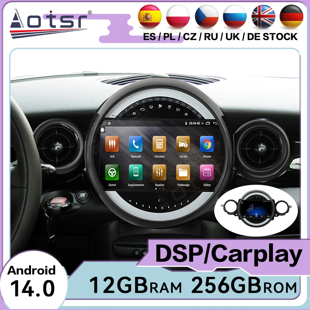 

Сенсорный экран Android 14, авто мультимедийное автомобильное радио для BMW Mini 2007-2014, автомобильный GPS-навигатор, аудио стерео головное устройство Carplay