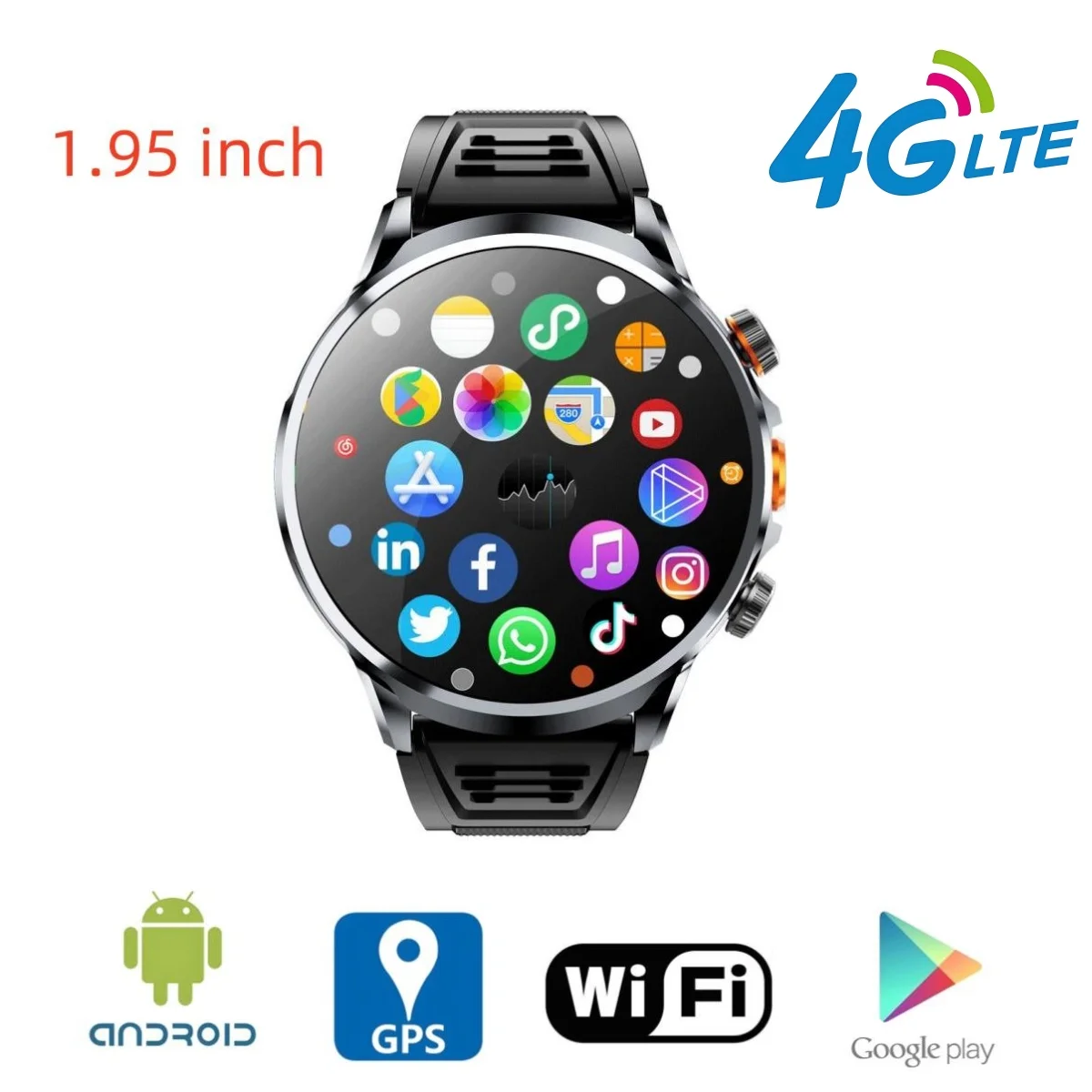 

H18 Smart Watch 4G Android 1.95 inch Screen With 500W Camera GPS WIFI Google Play 128GB ROM PK MT27 A5 V10 Smartwatch For Men