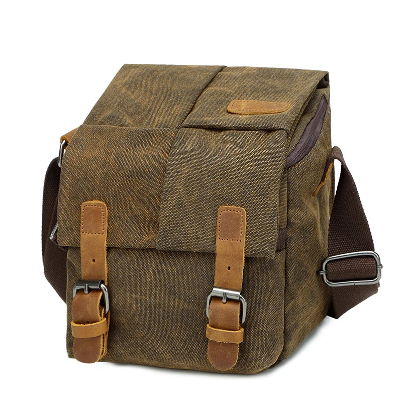 Retro crossbody camera bag, single-shoulder camera bag, multi-functional photography canvas bag, camera bag Camera crossbody bag