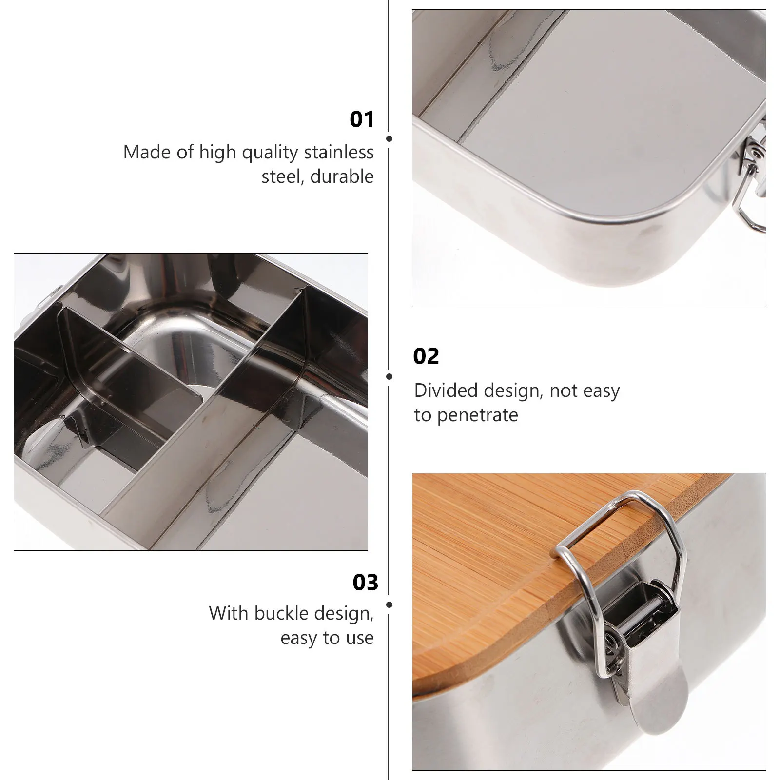 

1Pcs Stainless Steel Food Crisper Sturdy Preservation Box Sealed Lunch Container for Work Picnic Hiking Bbq Outdoor Activities