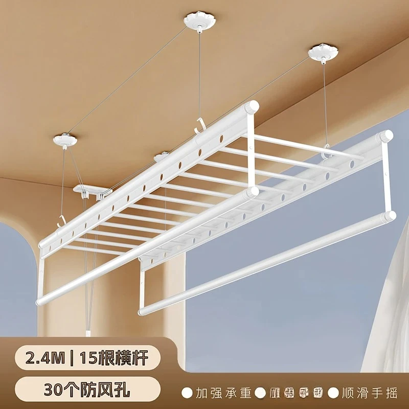 household hand crank four rod drying rack Balcony household indoor top loading folding quilt drying rack