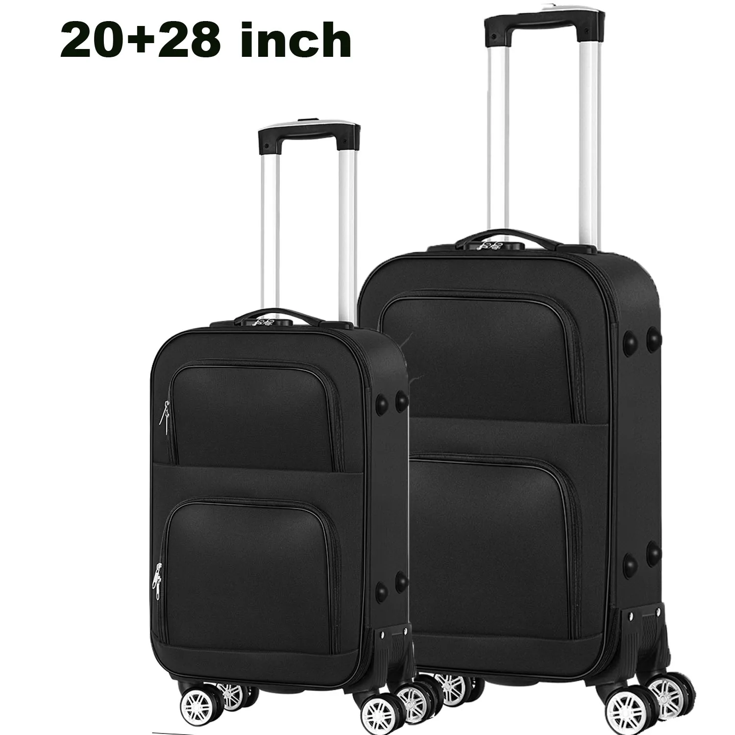 2 Pieces Luggage Set Softside Travel Suitcase with Spinner Wheels, 20+28in Lightweight Suitecase Set