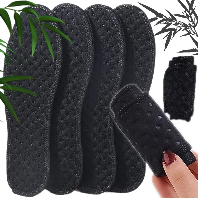 Deodorant Foot Insoles for Men Bamboo Breathable Perspiration Sport Charcoal Deodorant Insoles Absorb-Sweat Insert Shoe Pads