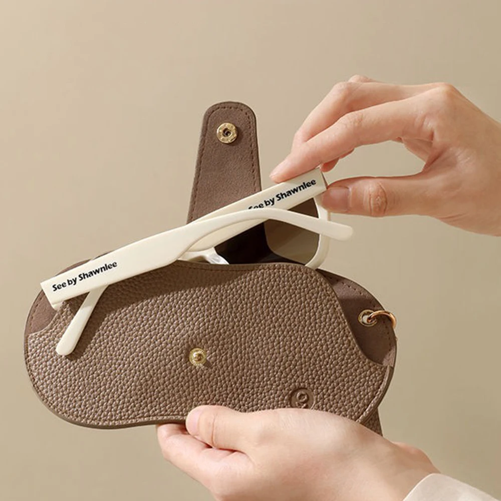 Soft Lychee Pattern Pu Leather Glasses Bag Retro Sunglasses Case Portable Myopia Frame Case Simple Eyeglasses Bag image 4