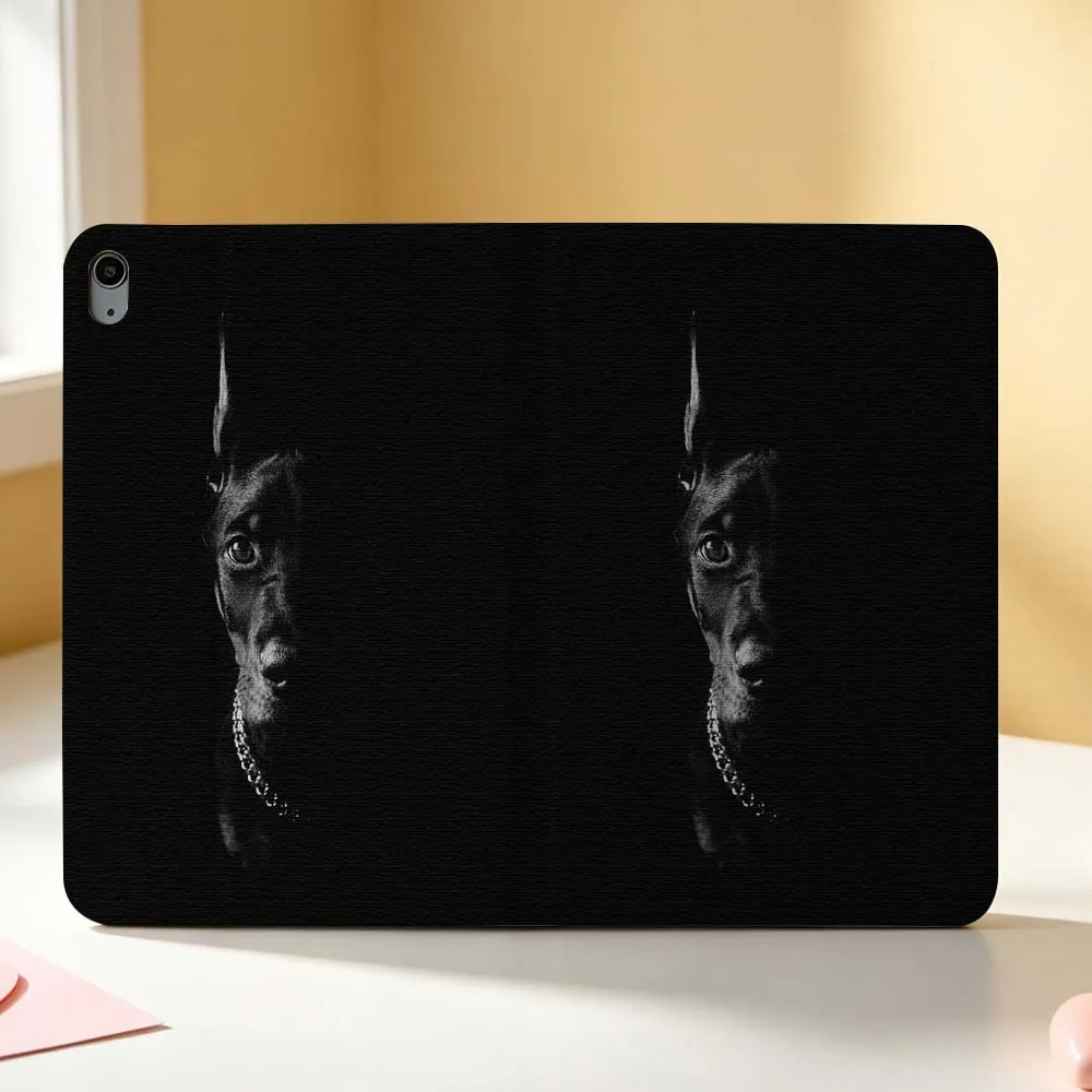 Cool Black Doberman Pattern For Apple iPad Pro Mini Air A16 A17 A14 4 5 6 7 6th 12th Gen M5 11 13 M4 Pen Tray Tablet Case Soft