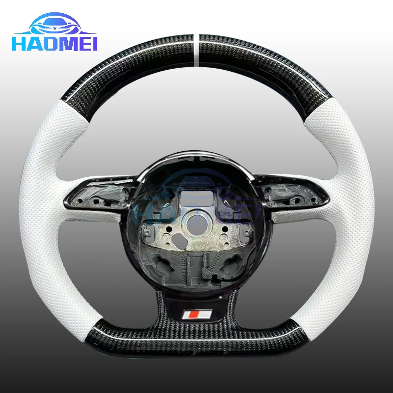 

Suitable for B8 PA A1 A3 A4 A5 A7 A8 RS3 RS7 RS6 leather perforated carbon fiber steering wheel