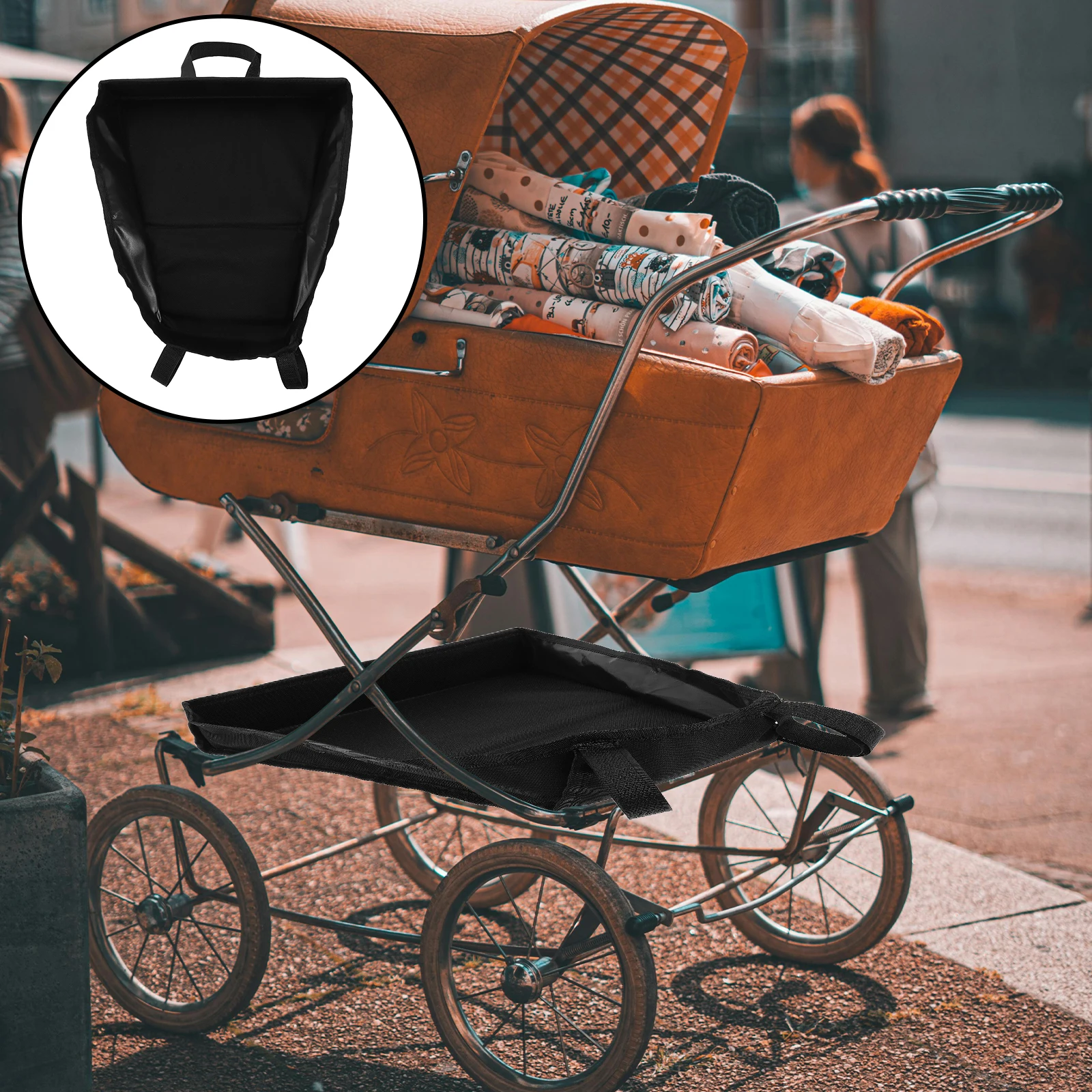 

Bottom Basket Universal Heavy Duty Storage Bag For Baby Stroller Pushchair Organizer Foldable Lightweight Under Stroller Basket