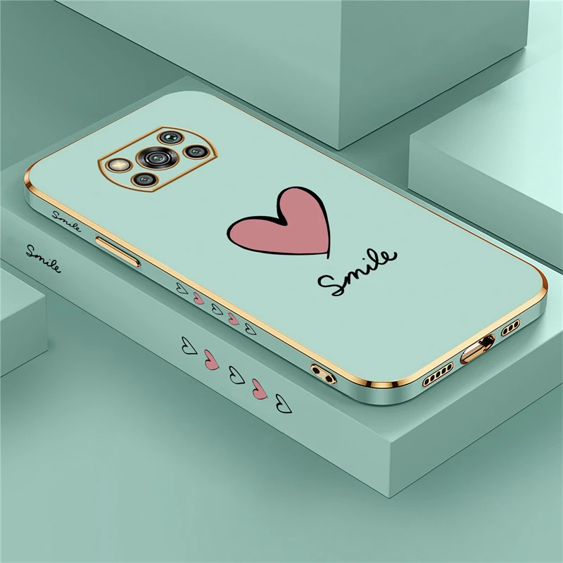 Smile Case For Xiaomi Poco X3 X2 X5 X4 Pro M2 M4 M5S M3 F4 F3 GT C40 Silicone Soft Cute Love Heart Phone Cover Coque