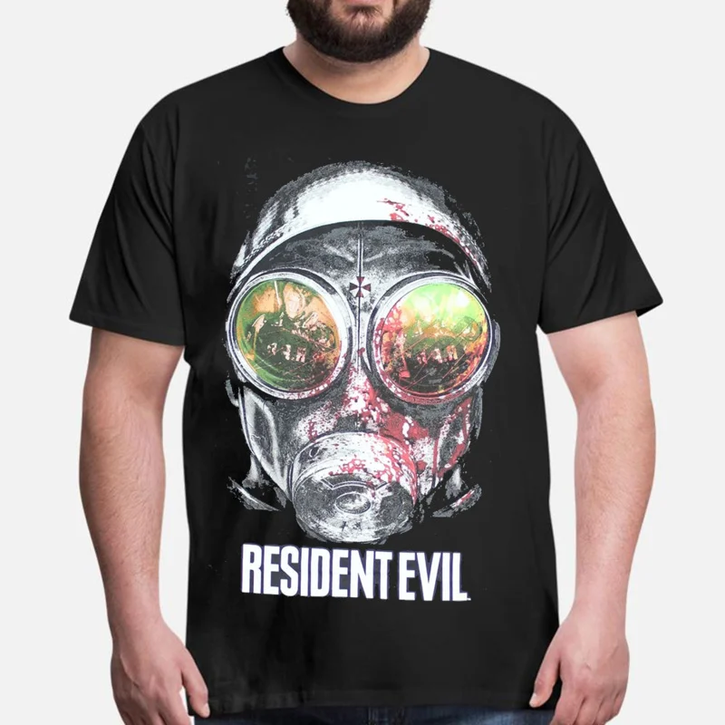 Gasmasked Hunk Face Vintage Horror Survival Game Resident Evil Gift T shirt 0610 Unisex Gamer Tee Short Sleeve Graphic clothes