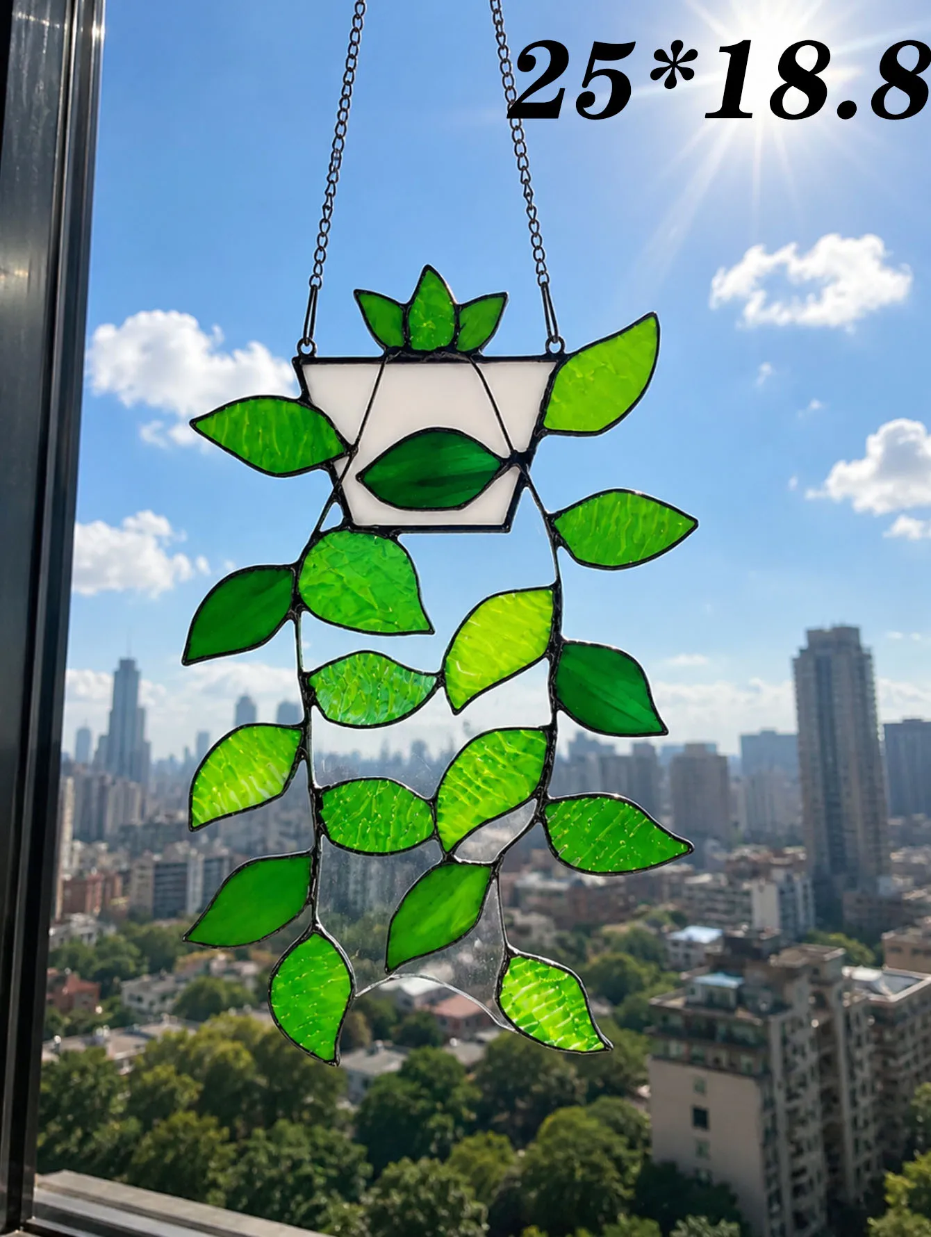 Plant Sun Catcher Glass Decorations, Colored Glass Plant Window Hangers, Unique Gifts for Nature Enthusiasts - Leaves