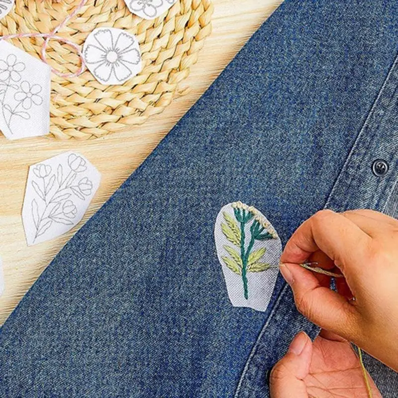 مثبت قابل للذوبان في الماء، عصا التطريز والغرز، مثبتات التطريز الورقية المسيل للدموع بأنماط الزهور