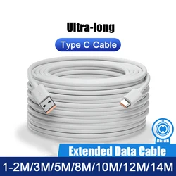 Ultra Long USB To Type C Cable For Xiaomi Redmi Huawei Mobile Phones Charging Cable Equipment VR Camera 2M 3M 5M 8M 10M 12M 14M