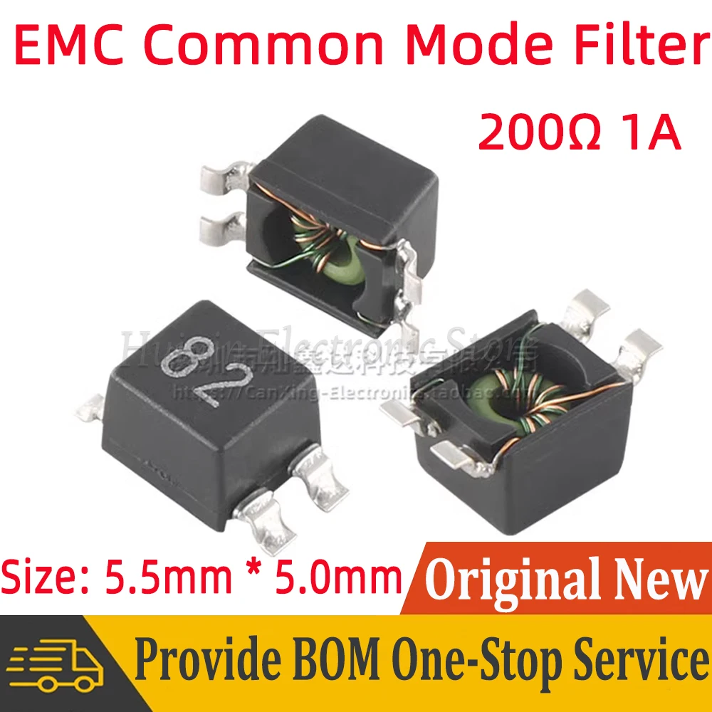 

5pcs SMD Common Mode Choke Coil Inductor EMC Filter Impedance 200ohm 200Ω 1A Current High Frequency Signal Noise Suppression