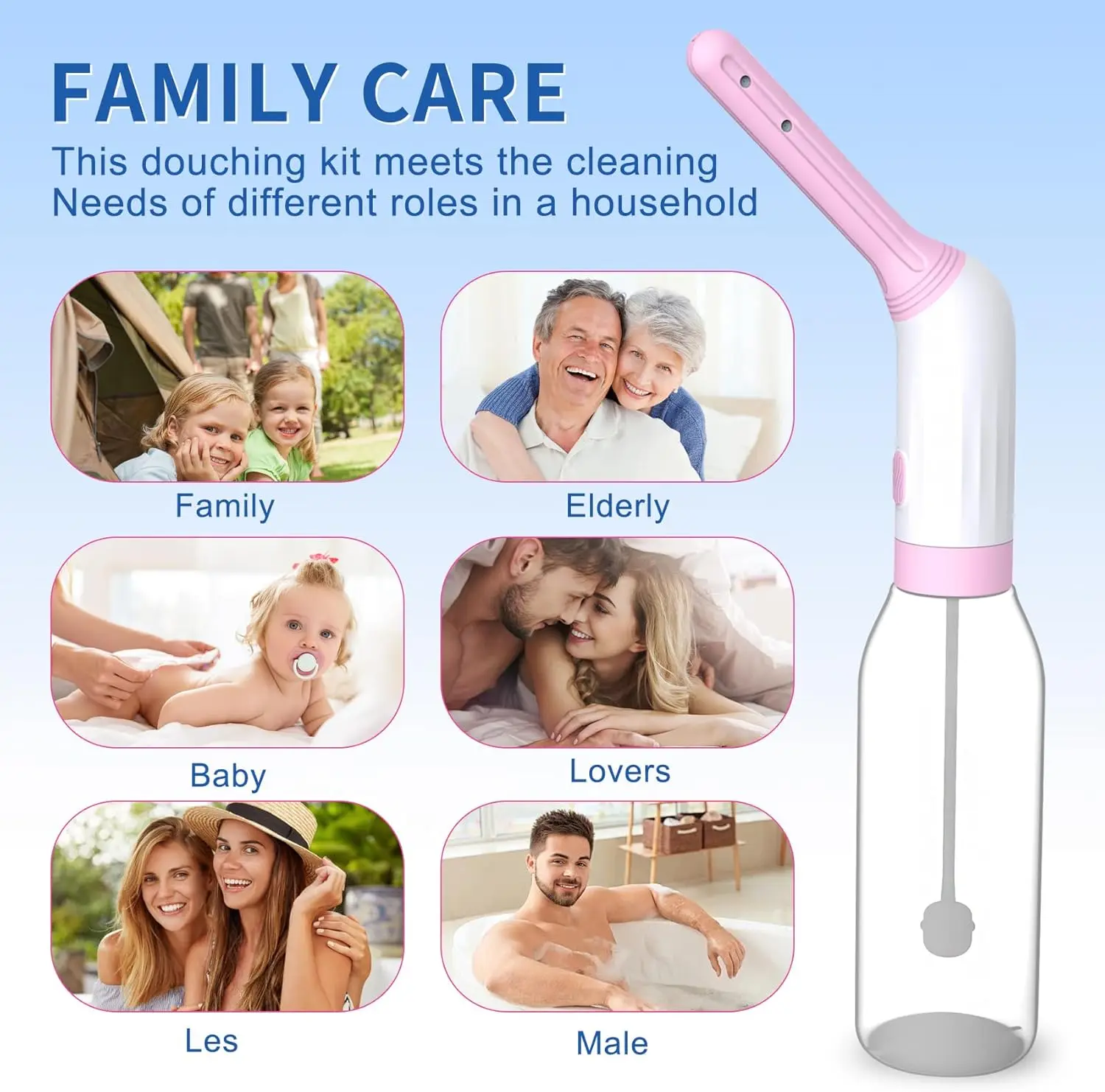 Electric Portable Bidet Handheld Rechargeable Battery Bidet Water Sprayer Travel Bidet Bottle with Bottle with USB Cable