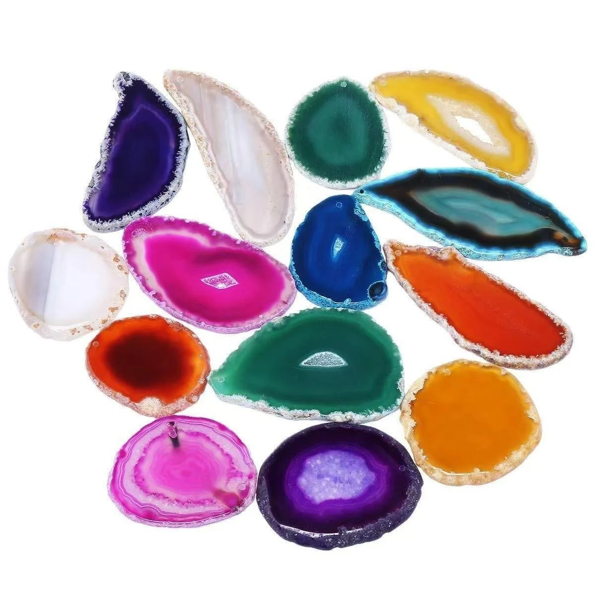 Colorful Agate Slices for Crafts, Polished Geode Stone Slabs for Jewelry Making, Wire Wrapping & DIY Decor