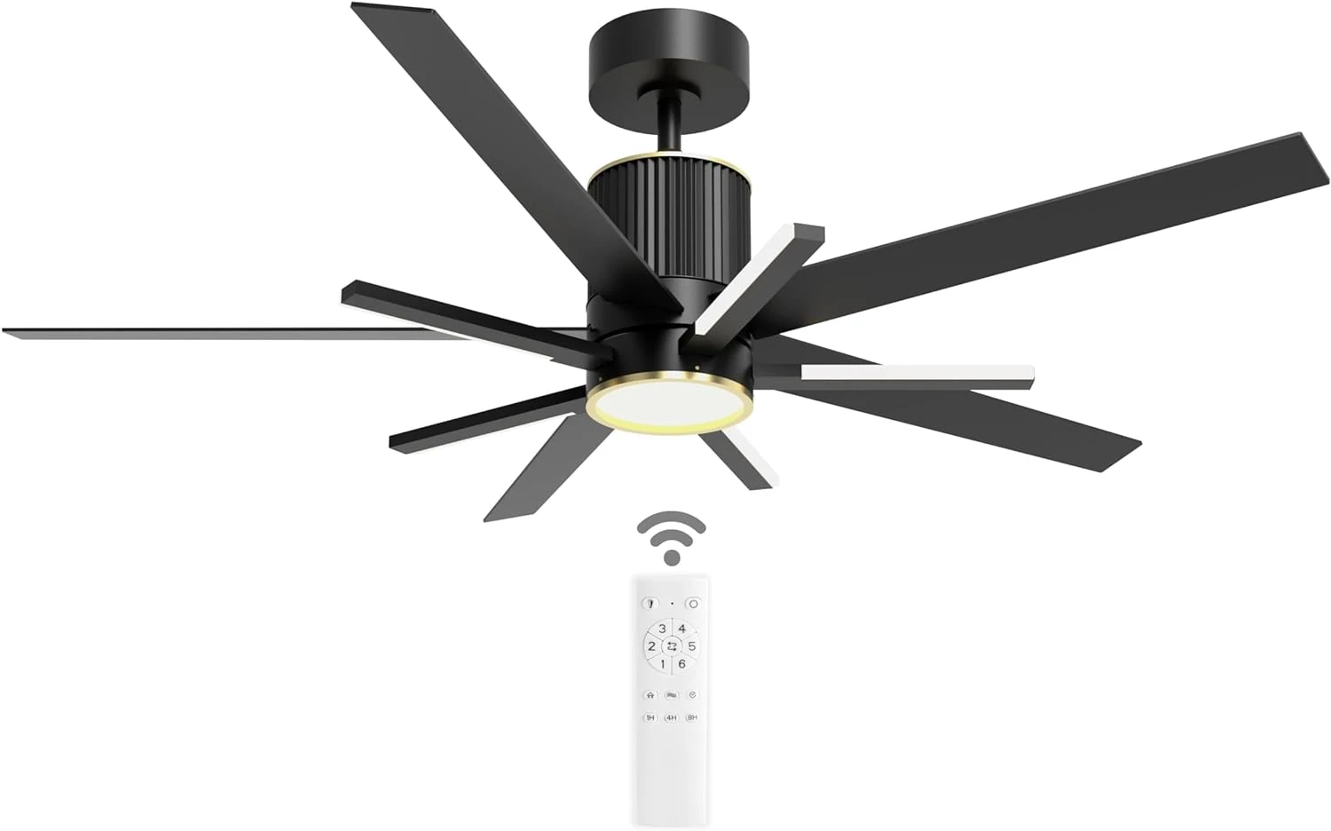 Black Ceiling Fan with Light and Remote，Black and Gold Ceiling Fans with Lights，