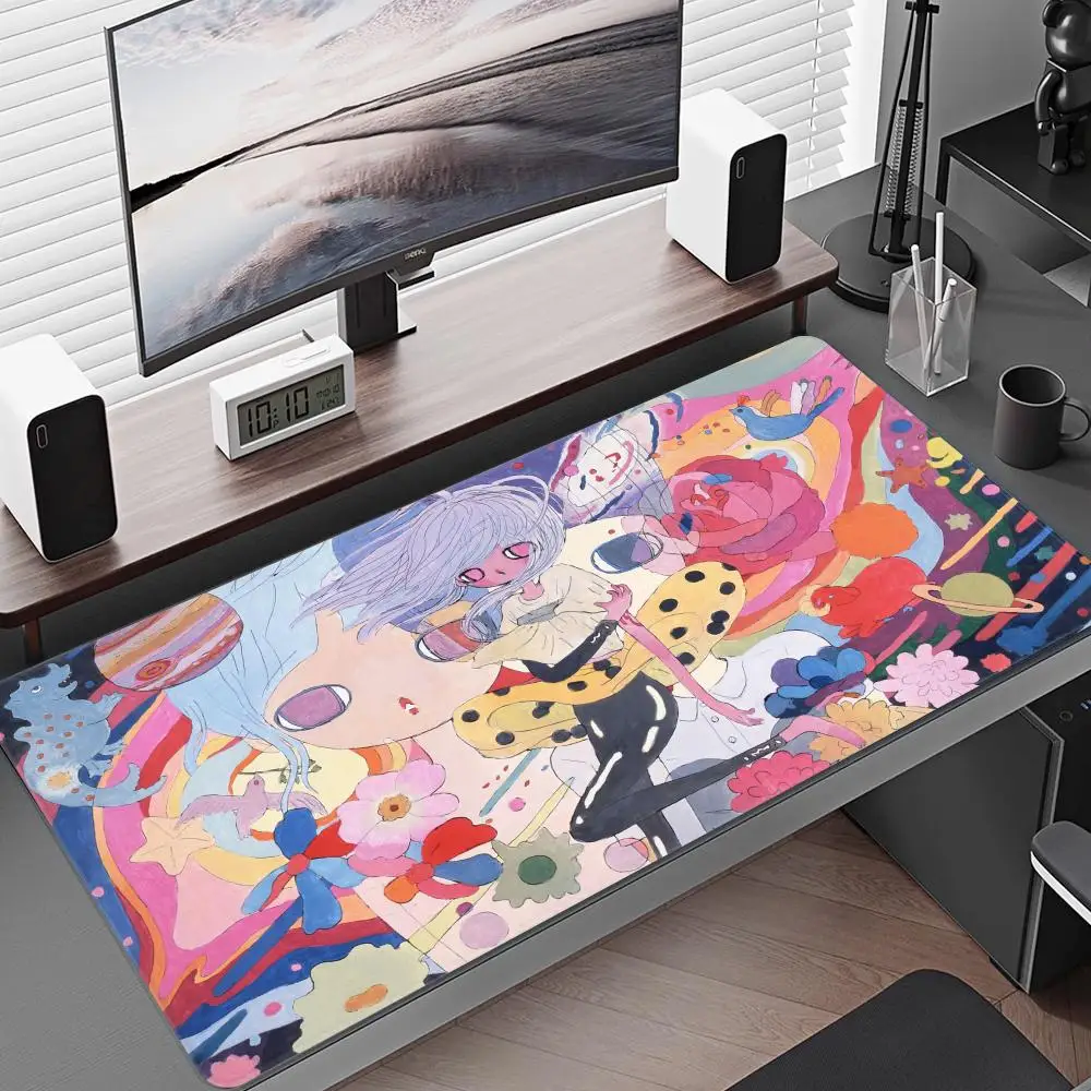 Cute Girl Aya Takano artwork Mouse Pad Desk Mouse Pad HD Desk Pad Extended Gaming Keyboard Mats Large XXL Gamer Mousepad