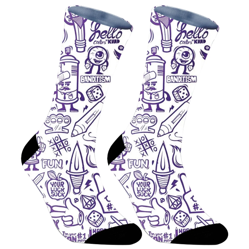 Chaussettes en coton imprimé Happy Funny, respirantes, décontractées, cadeau d'Halloween, automne, été, nouveau, 2024