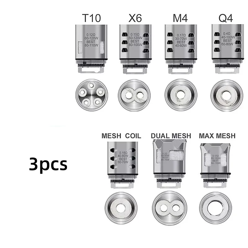 TFV12 Prince Coil V12 Prince Q4 M4 X6 T10 Mesh X2 Clapton Dual Max Triple Mesh for TFV12 Prince Tank 3pcs/pack